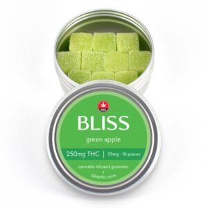 Bliss – Green Apple Cannabis Infused Gummies 250MG THC