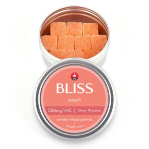 Buy Bliss – Peach Cannabis Infused Gummies 250MG THC