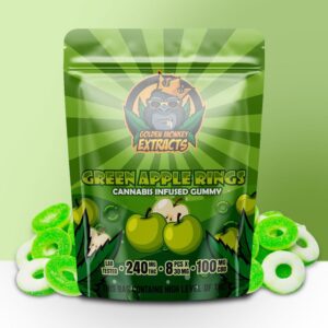 Golden Monkey Extracts – Green Apple Rings Gummy 240MG THC : 100MG CBD